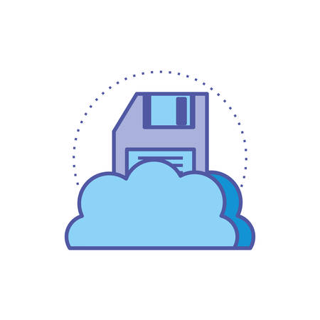 cloud computing technology with floppy disk vector illustration designのイラスト素材