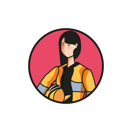 female firefighter worker avatar character vector illustration designのイラスト素材