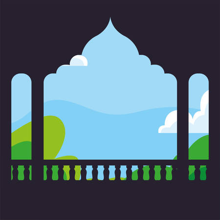 outdoors view from the balcony silhouette vector illustrationのイラスト素材