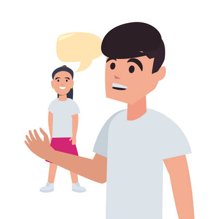 boy and girl talk bubble back to school vector illustrationのイラスト素材