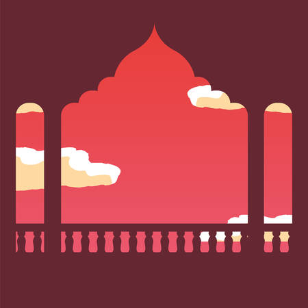 outdoors view from the balcony silhouette vector illustrationのイラスト素材