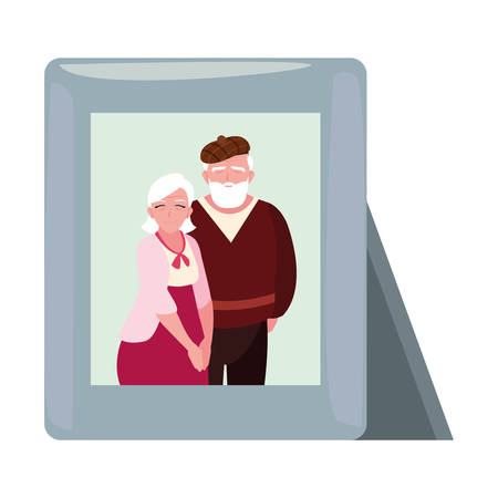 happy grandparents day - couple grandparents frame photo vector illustrationのイラスト素材