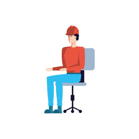 worker operator industrial seated in office chair vector illustration designのイラスト素材