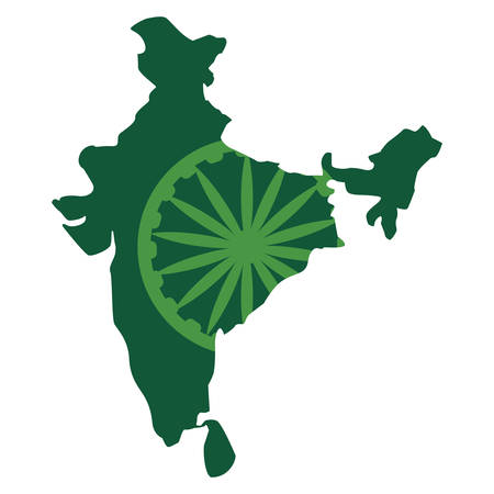 map ashoka wheel background indian independence day vector illustrationのイラスト素材