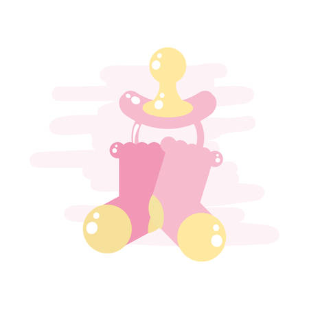 cute pacifier baby with socks vector illustration designのイラスト素材