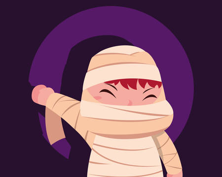 cute boy disguised of mummy vector illustration designのイラスト素材