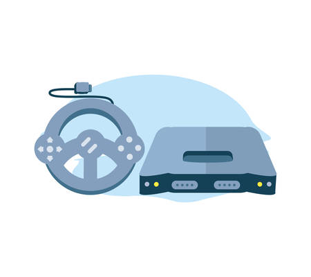 retro video game console with car wheel vector illustration designのイラスト素材