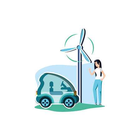 Avatar woman and car design, Sustainability eco friendly green recycle ecology renewable and solution theme Vector illustrationのイラスト素材