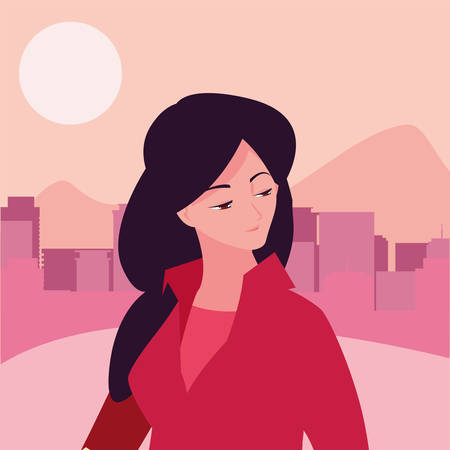 portrait beautiful woman character image vector illustrationのイラスト素材