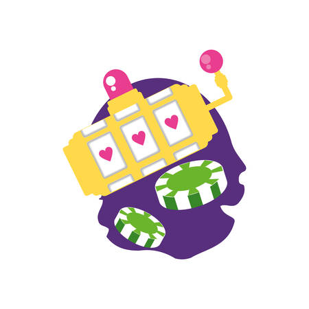 casino games chips with slots machine vector illustration designのイラスト素材