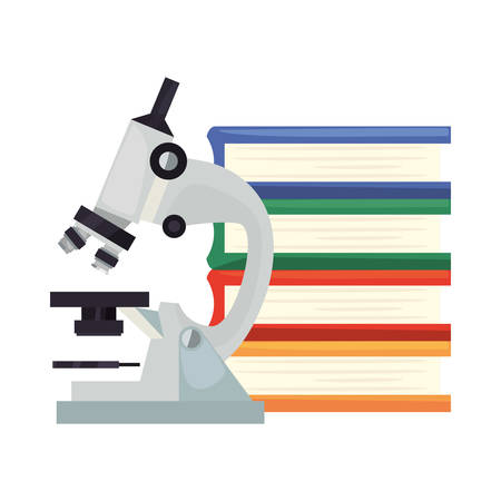 microscope and book stacked back to school vector illustrationのイラスト素材