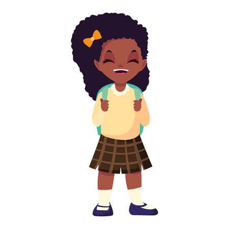 happy school girl with uniform on white background vector illustrationのイラスト素材