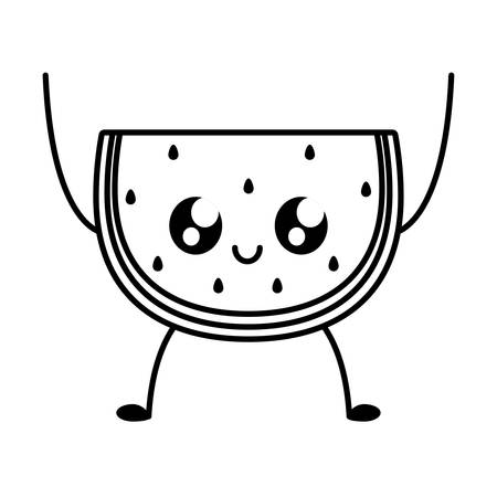 slice of watermelon fruit character vector illustration designのイラスト素材