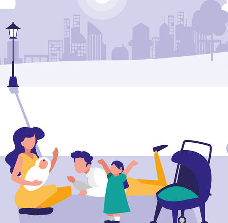 Parents with kids, Family relationship avatar generation and lifestyle Colorful design Vector illustrationのイラスト素材