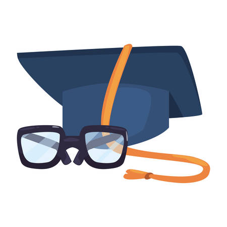 glasses and graduation hat back to school vector illustrationのイラスト素材