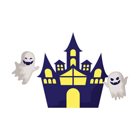 scary halloween castle on white background vector illustration designのイラスト素材