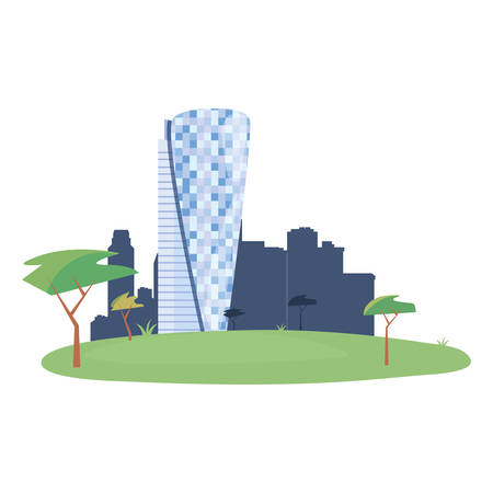 skyscraper building city trees outdoors vector illustrationのイラスト素材
