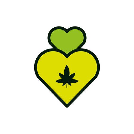 heart with cannabis leaf icon vector illustration designのイラスト素材