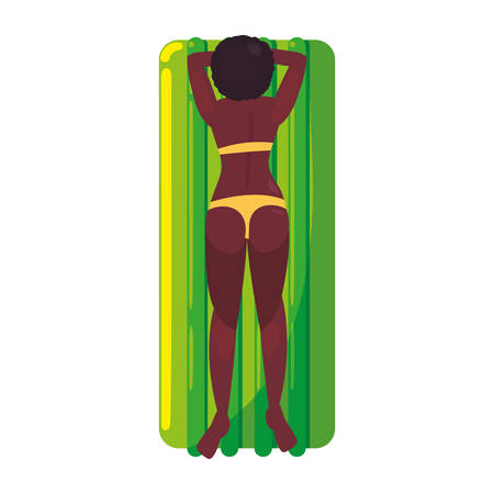 women is lying with float - summer time vacations vector illustrationのイラスト素材