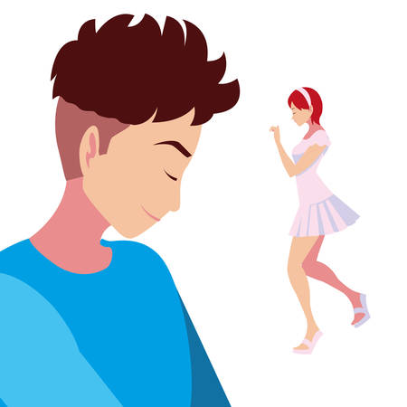 man and woman romantic couple vector illustrationのイラスト素材