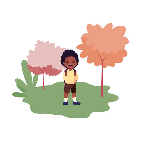 student boy with bag outdoors back to school vector illustrationのイラスト素材