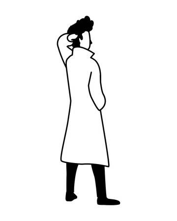 young man of back position on white background vector illustration designのイラスト素材