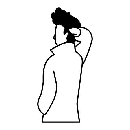 young man of back position on white background vector illustration designのイラスト素材