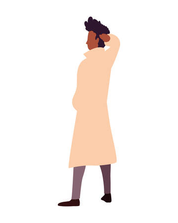 young man of back position on white background vector illustration designのイラスト素材