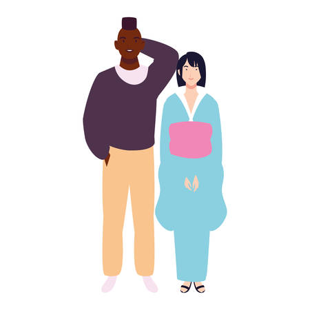 couple of people smiling standing vector illustration designのイラスト素材