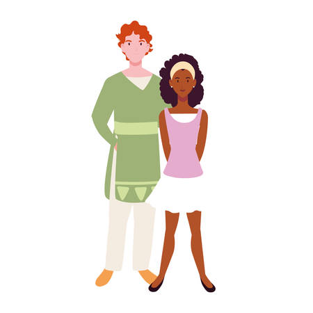 couple of people smiling standing vector illustration designのイラスト素材