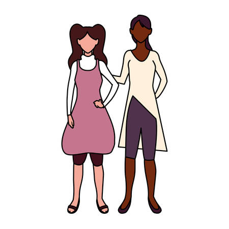 women faceless standing with different poses vector illustration designのイラスト素材