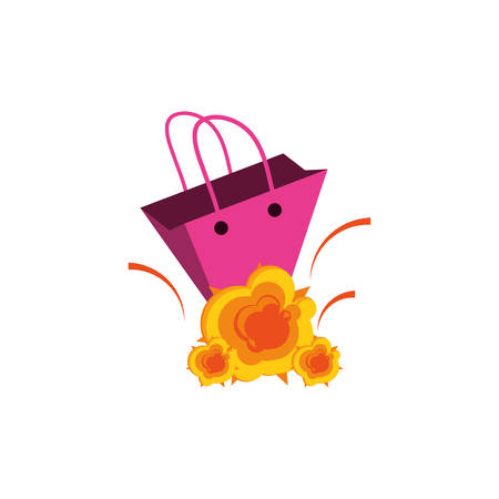 shopping bag with explosion isolated icon vector illustration designのイラスト素材