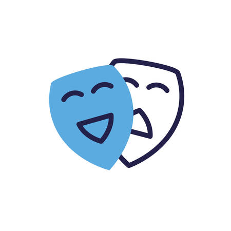 theater masks, drama and comedy on white background vector illustration designのイラスト素材