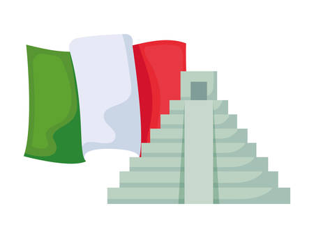 pyramid with flag mexican isolated icon vector illustration designのイラスト素材
