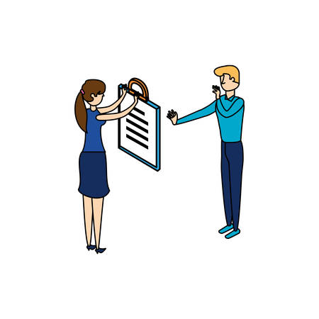 business couple workers with checklist document vector illustration designのイラスト素材