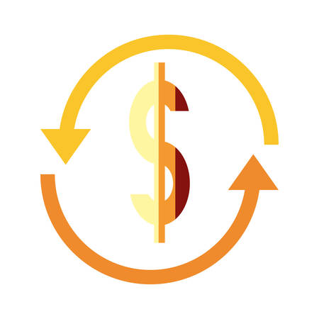 golden dollar exchange on white background vector illustrationのイラスト素材