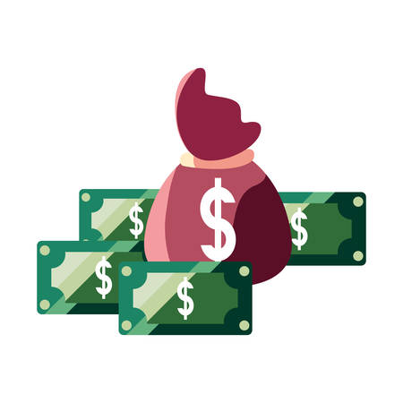 money bag banknotes currency dollar vector illustrationのイラスト素材