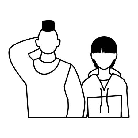 men faceless with different poses on white background vector illustration designのイラスト素材