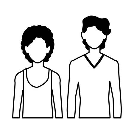men faceless with different poses on white background vector illustration designのイラスト素材