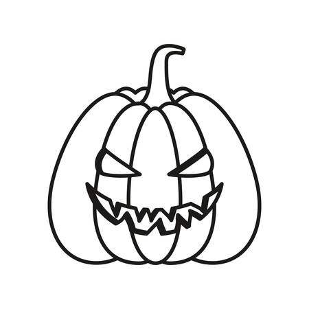 cartoon halloween pumpkin over white background, vector illustrationのイラスト素材