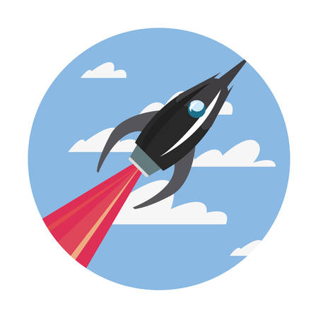 rocket spaceship flying in the sky vector illustrationのイラスト素材