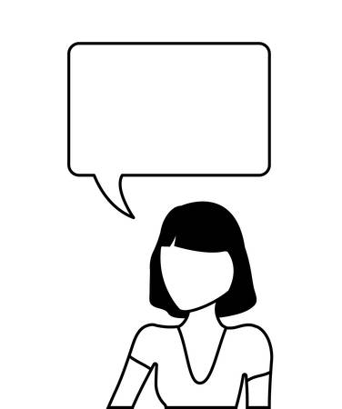 young woman with speech bubble vector illustration designのイラスト素材