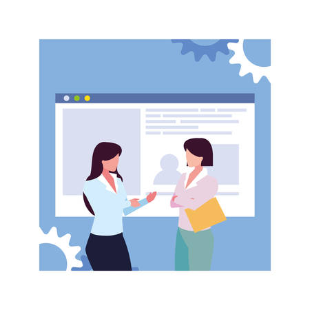 businesswomen meeting on global planning and marketing research vector illustration designのイラスト素材