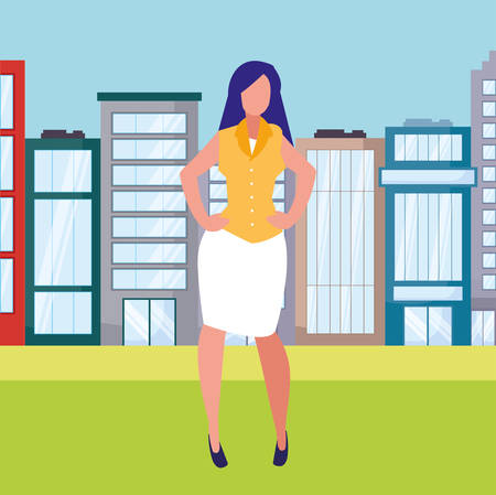 avatar businesswoman icon over white background, vector illustrationのイラスト素材