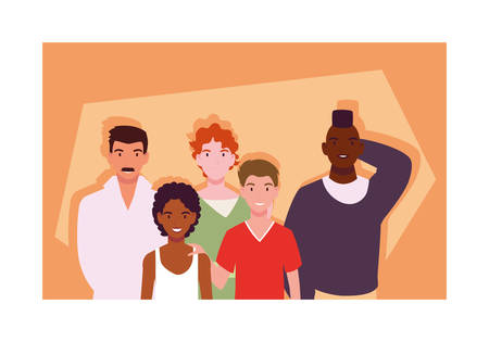 young men with different poses vector illustration designのイラスト素材