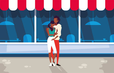 couple of people in love standing with background store vector illustration designのイラスト素材