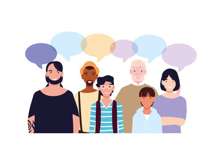 men with speech bubble in different poses vector illustration designのイラスト素材