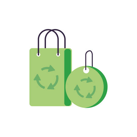 paper bag eco friendly with tag hanging vector illustration designのイラスト素材