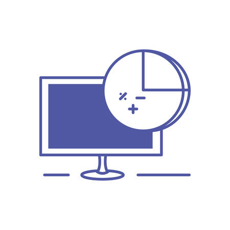computer monitor with statistical graphics circular vector illustration designのイラスト素材