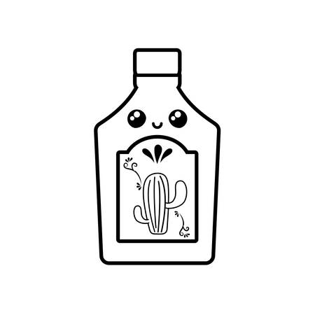 tequila bottle, traditional Mexican drink in white background vector illustration designのイラスト素材